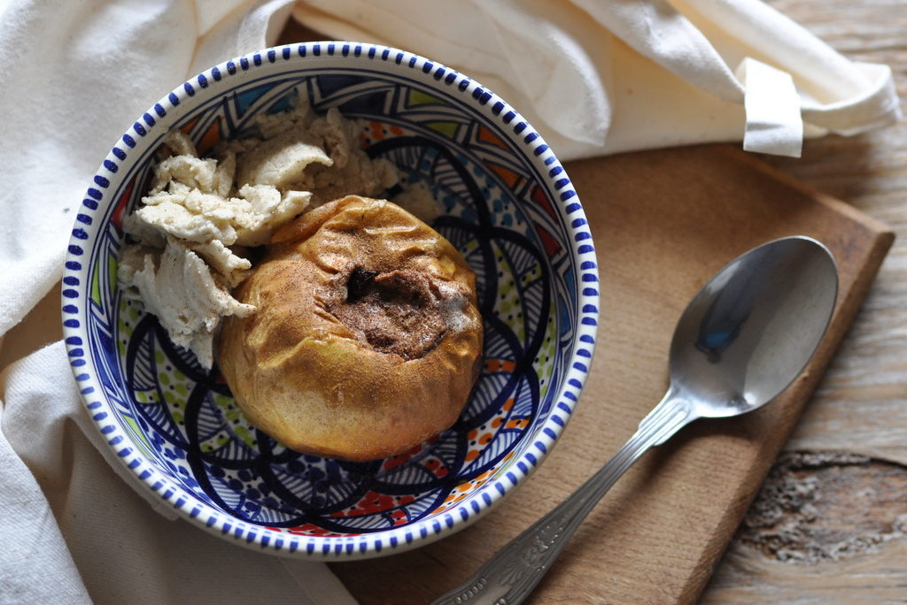 baked apple with spiced nut butter