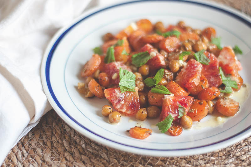 Fennel Roasted Carrot & Chickpea Salad with Orange & Mint