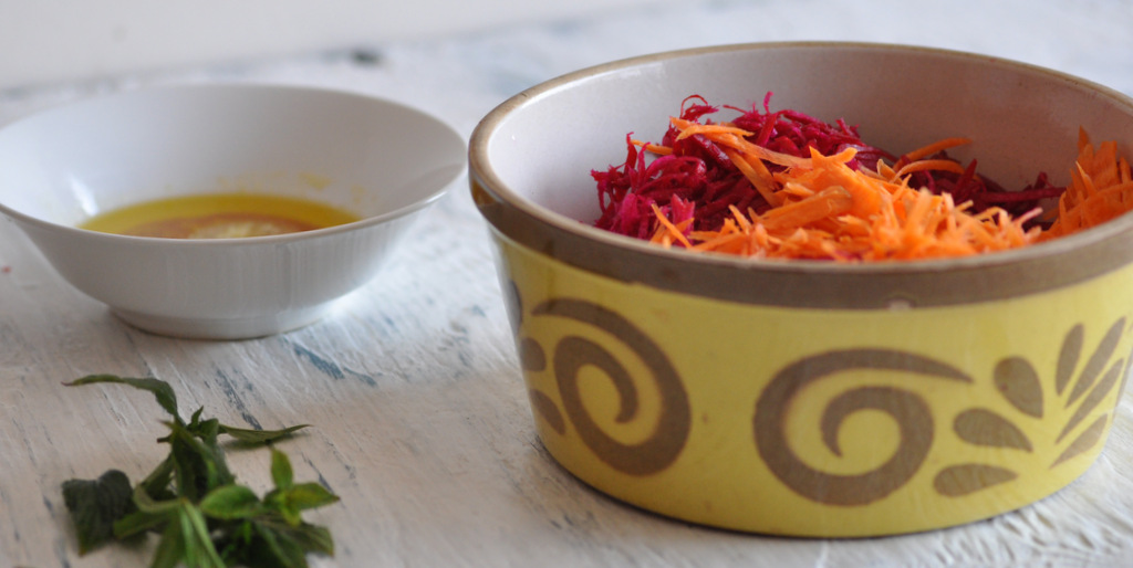 Beetroot & Carrot Salad with a Ginger dressing (Raw)