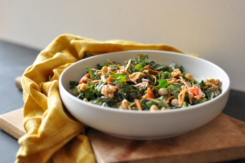 Kale Salad with a Garlic-Tahini Dressing